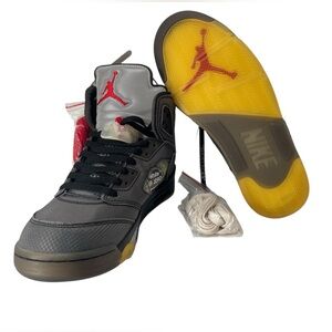 Nike Men’s 10.5 Air Jordan 5 Retro SP CT8480 001 Black/ Fire Red-Muslin Sneaker